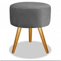 Kit 02 Puff Redondo Pés Palito Cinza - 1