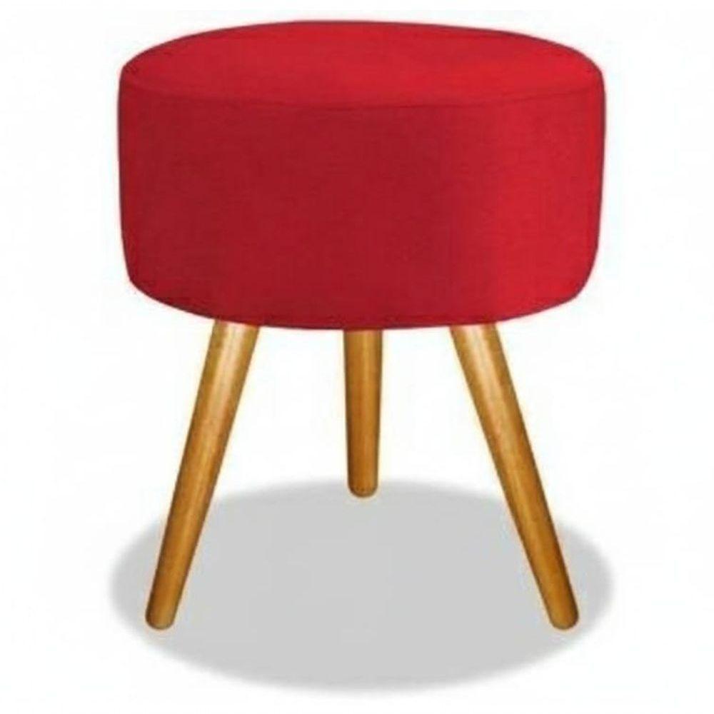 Kit 02 Puff Redondo Pés Palito Vermelho - 2