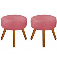 Kit 02 Puff Redondo Pés Palito Rosê - 1