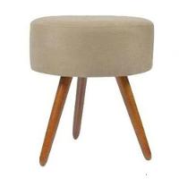 Kit 02 Puff Redondo Pés Palito Bege - 2