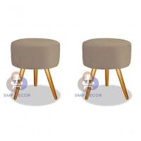 Kit 02 Puff Redondo Pés Palito Capuccino - 1