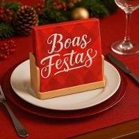 Kit Guardanapo De Natal Vermelho Boas Festas 25x25cm Folha Dupla Prime 40 Unidades - 2