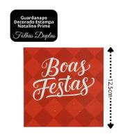 Kit Guardanapo De Natal Vermelho Boas Festas 25x25cm Folha Dupla Prime 40 Unidades