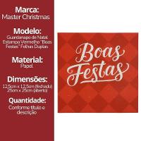 Kit Guardanapo De Natal Vermelho Boas Festas 25x25cm Folha Dupla Prime 40 Unidades - 7