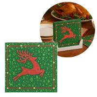 Guardanapo De Natal Estampado Rena Verde E Vermelho 25x25cm Folha Dupla Prime Pacote 20 Unidades - 1