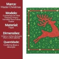 Guardanapo De Natal Estampado Rena Verde E Vermelho 25x25cm Folha Dupla Prime Pacote 20 Unidades - 5