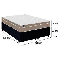 Cama Box Baú Casal Bipartido Suede + Colchão Lis Molas Ensacadas Plumatex 138cm Cor:preto - 3