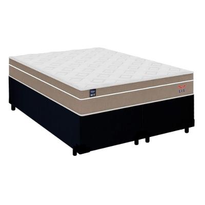 Cama Box Casal Bipartido Suede + Colchão Lis Molas Ensacadas Plumatex 138cm Cor:preto