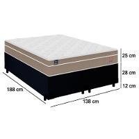 Cama Box Casal Bipartido Suede + Colchão Lis Molas Ensacadas Plumatex 138cm Cor:preto - 3