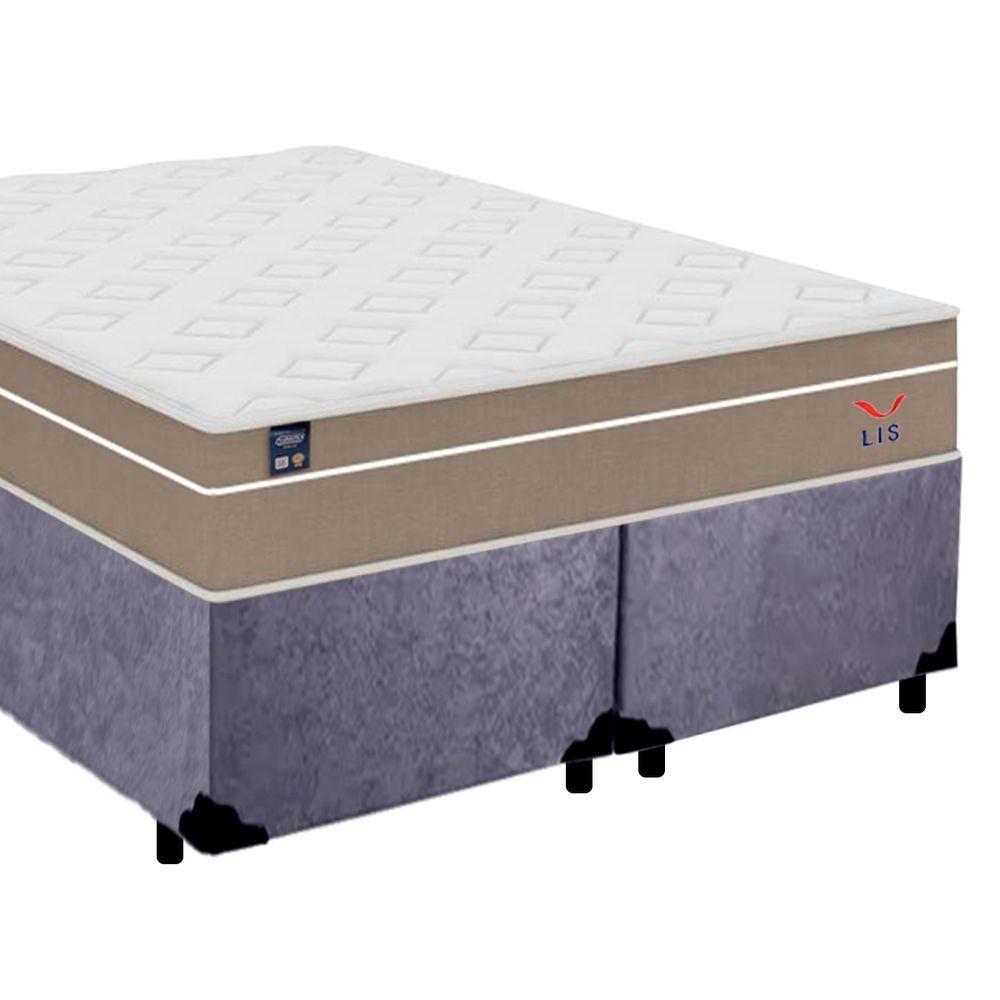 Cama Box Casal Bipartido Suede + Colchão Lis Molas Ensacadas Plumatex 138cm Cor:cinza - 4