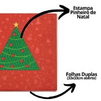 Guardanapo De Natal Estampado Vermelho Pinheiro Verde 33x33cm Folha Dupla Prime Pacote 20 Unidades - 3