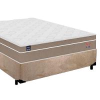 Cama Box Casal Suede + Colchão Lis Molas Ensacadas Plumatex 138cm Cor:bege