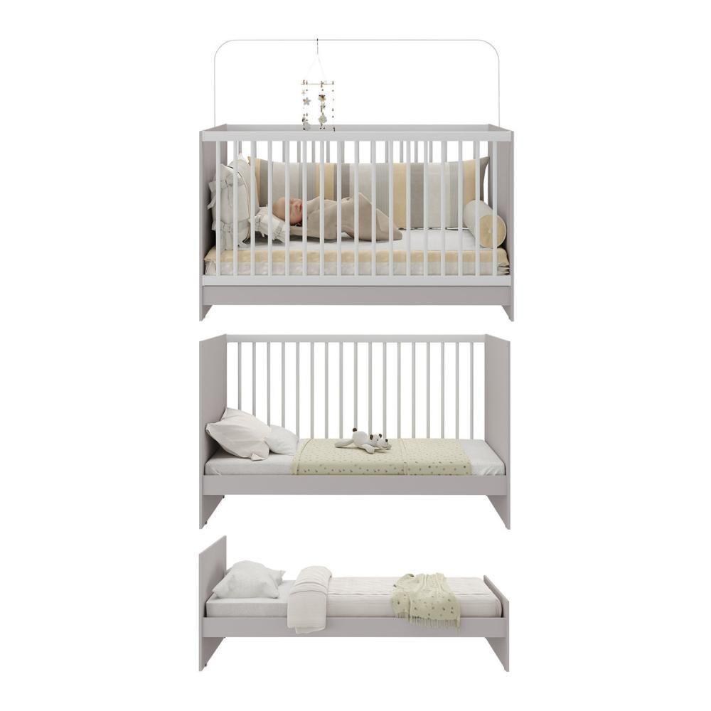 Berço 3 Em 1 Para Colchão 60 X 130 Cm Multimóveis Mp0527g - Cinza/branco - 5