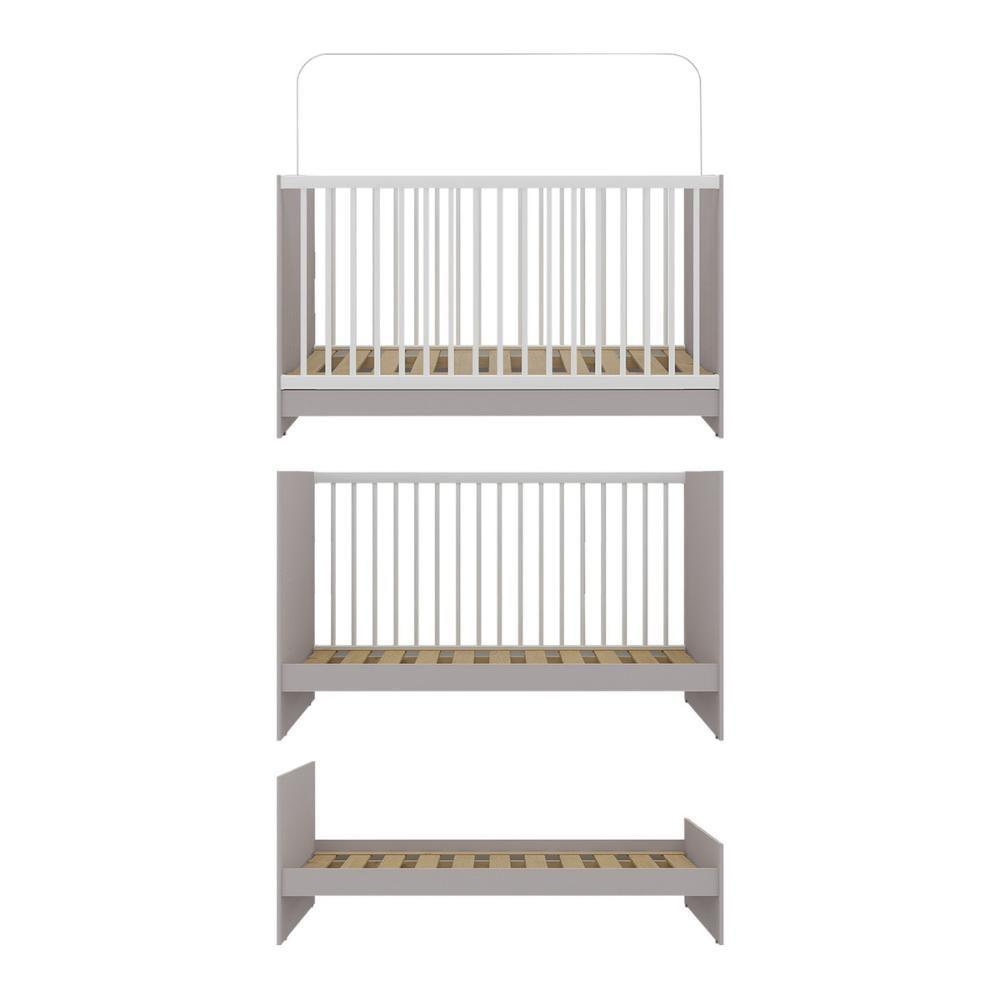 Berço 3 Em 1 Para Colchão 60 X 130 Cm Multimóveis Mp0527g - Cinza/branco - 7
