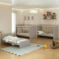 Berço 3 Em 1 Para Colchão 60 X 130 Cm Multimóveis Mp0527g - Cinza/branco - 1