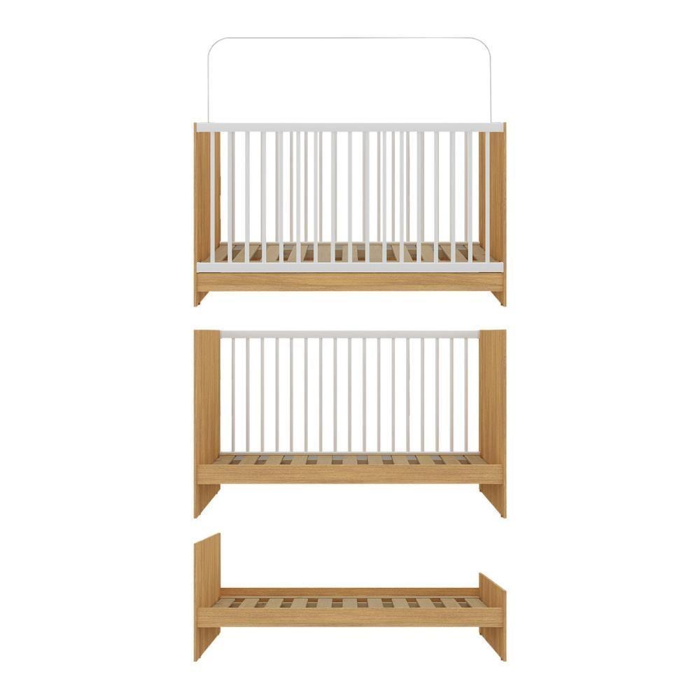 Berço 3 Em 1 Com Colchão Incluso Multimóveis Mp4394 Madeirado/branco - 7