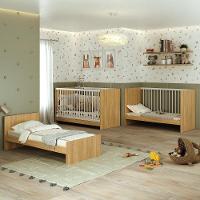 Berço 3 Em 1 Com Colchão Incluso Multimóveis Mp4394 Madeirado/branco - 2