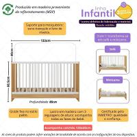 Berço 3 Em 1 Com Colchão Incluso Multimóveis Mp4394 Madeirado/branco - 3