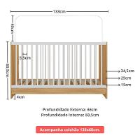 Berço 3 Em 1 Com Colchão Incluso Multimóveis Mp4394 Madeirado/branco - 8