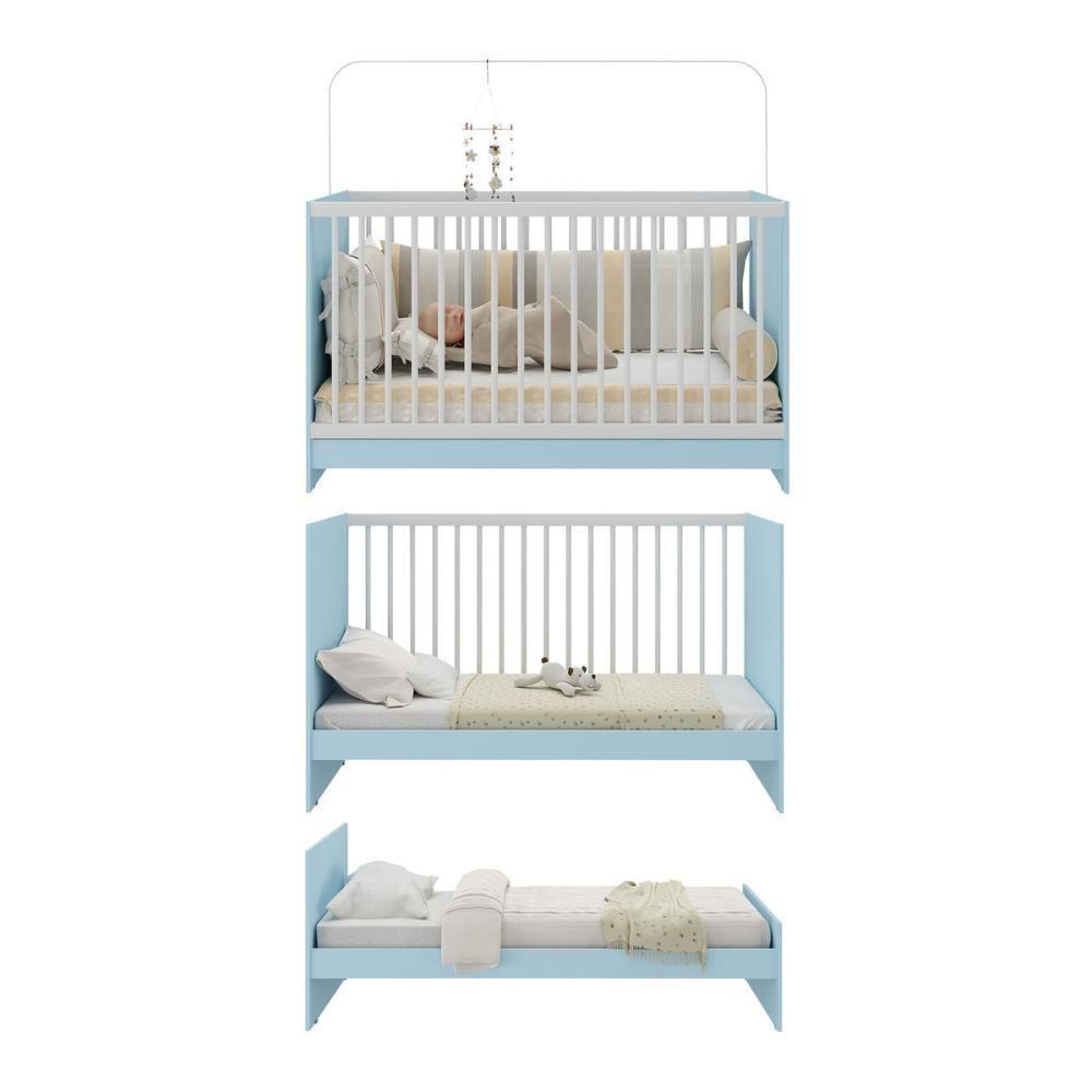 Berço 3 Em 1 Com Colchão Incluso Multimóveis Mp4394 Azul/branco - 5