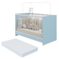 Berço 3 Em 1 Com Colchão Incluso Multimóveis Mp4394 Azul/branco - 1