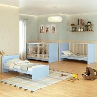 Berço 3 Em 1 Com Colchão Incluso Multimóveis Mp4394 Azul/branco - 2