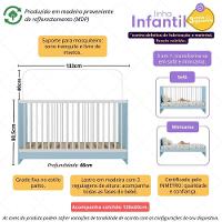 Berço 3 Em 1 Com Colchão Incluso Multimóveis Mp4394 Azul/branco - 3