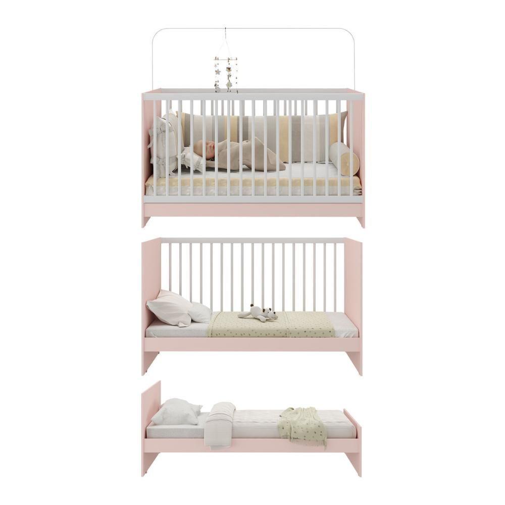 Berço 3 Em 1 Para Colchão 60 X 130 Cm Multimóveis Mp0527g - Rosa/branco - 5