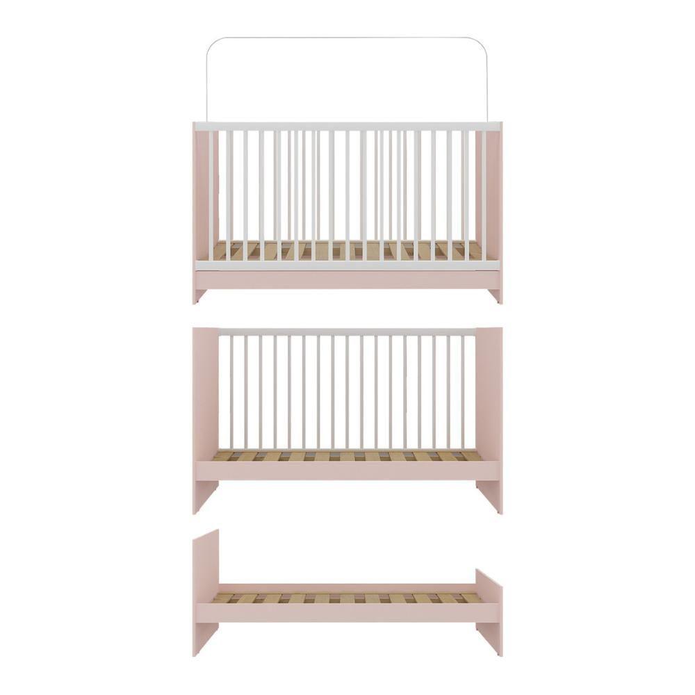 Berço 3 Em 1 Para Colchão 60 X 130 Cm Multimóveis Mp0527g - Rosa/branco - 7