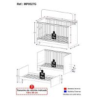 Berço 3 Em 1 Para Colchão 60 X 130 Cm Multimóveis Mp0527g - Rosa/branco