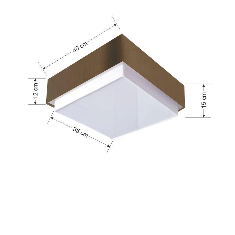 Plafon Quadrado Vivare Md-3089 Cúpula Em Tecido 40x40cm - Bivolt Café 127/220v - 2