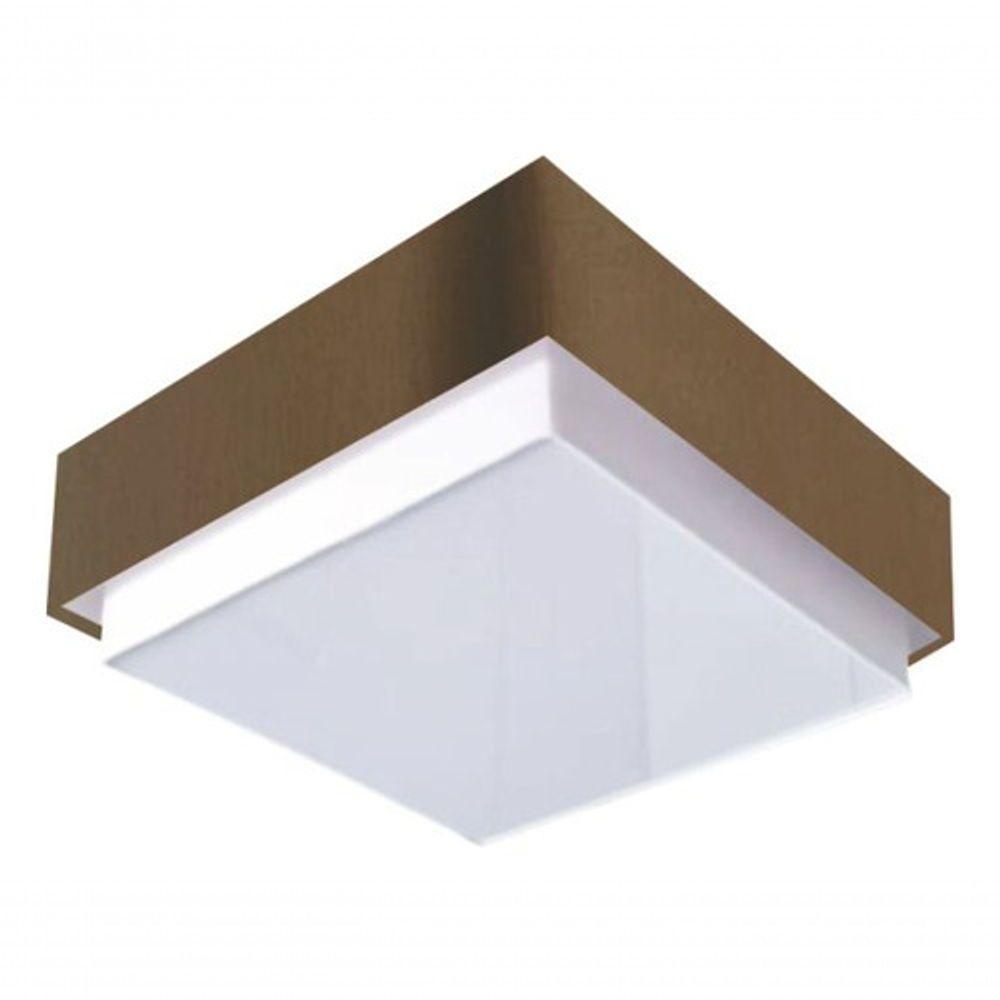 Plafon Quadrado Vivare Md-3089 Cúpula Em Tecido 40x40cm - Bivolt Café 127/220v - 3
