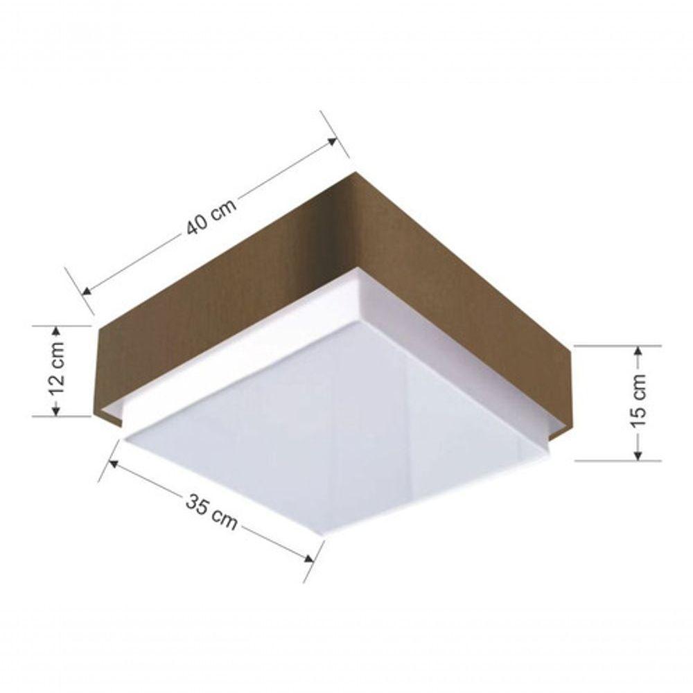 Plafon Quadrado Vivare Md-3089 Cúpula Em Tecido 40x40cm - Bivolt Café 127/220v - 4