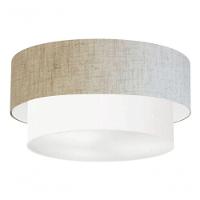 Plafon Duplo Cilíndrico Vivare Md-3017 Cúpula Em Tecido 50x40cm - Bivolt Rustico-bege-branco 127/220v - 3