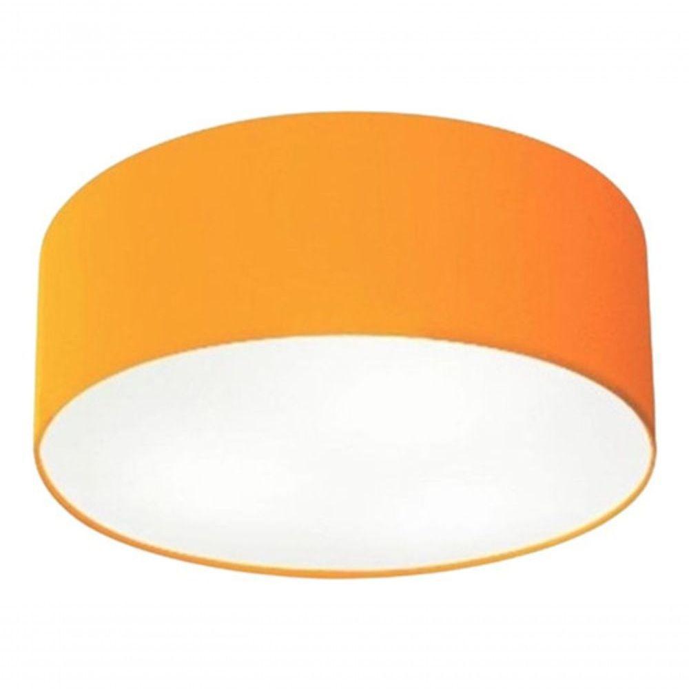 Plafon Cilíndrico Vivare Md-3005 Cúpula Em Tecido 40x12cm - Bivolt Laranja 127/220v - 3