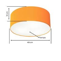 Plafon Cilíndrico Vivare Md-3005 Cúpula Em Tecido 40x12cm - Bivolt Laranja 127/220v - 2