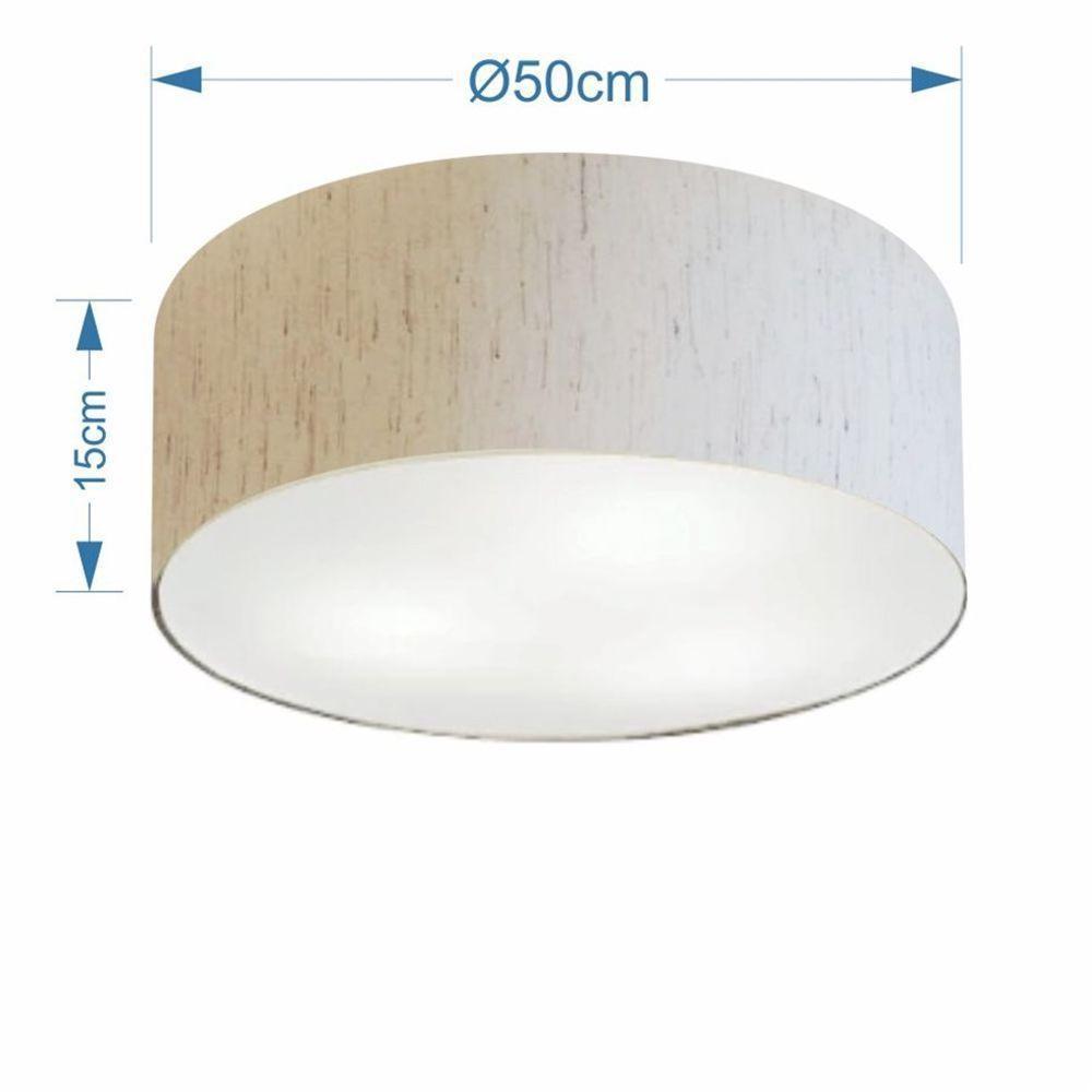 Plafon Cilíndrico Vivare Md-3014 Cúpula Em Tecido 50x15cm - Bivolt Linho Bege 127/220v - 2