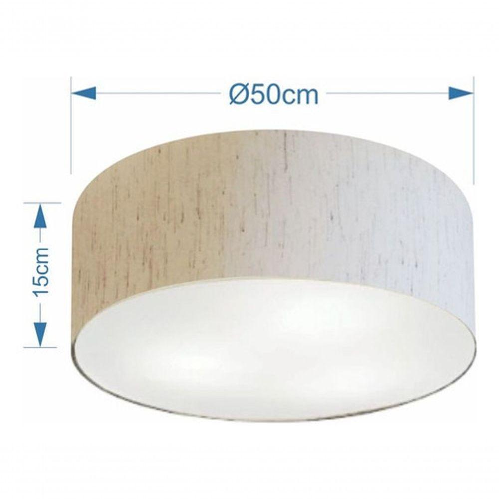 Plafon Cilíndrico Vivare Md-3014 Cúpula Em Tecido 50x15cm - Bivolt Linho Bege 127/220v - 4
