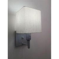 Arandela Quadrada Md-2019 Cinza C- Inter Liga E Desl Cúpula Em Tecido Linho Bege - Bivolt - 1