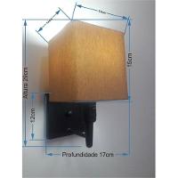 Arandela Quadrada Md-2019 Preto C- Inter Liga E Desl Cúpula Em Tecido Palha - Bivolt - 2