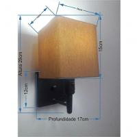 Arandela Quadrada Md-2019 Preto C- Inter Liga E Desl Cúpula Em Tecido Palha - Bivolt - 4