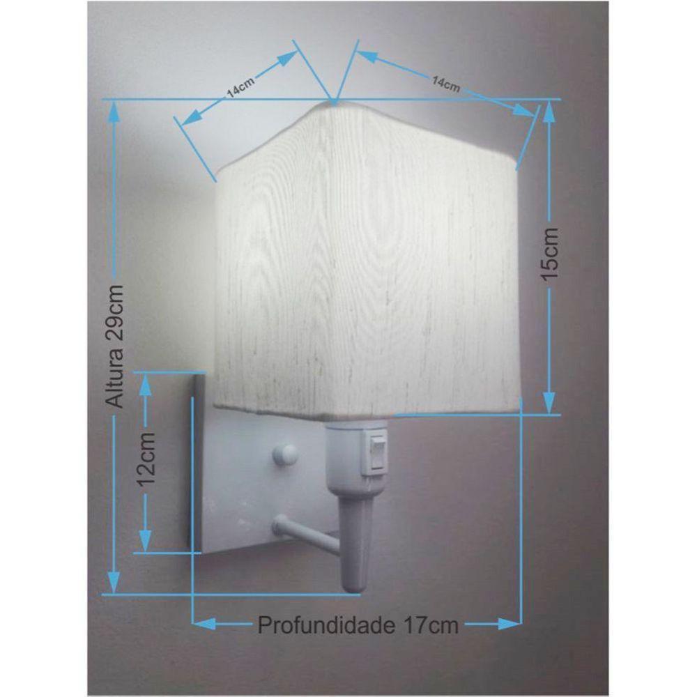 Arandela Quadrada Md-2019 Branco C- Inter Liga E Desl Cúpula Em Tecido Linho Bege - Bivolt - 1