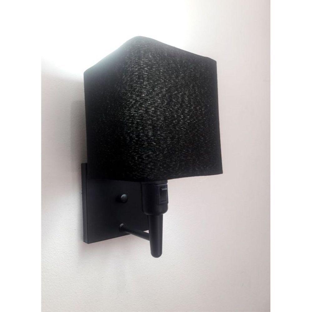 Arandela Quadrada Md-2019 Preto C- Inter Liga E Desl Cúpula Em Tecido Preto - Bivolt - 1