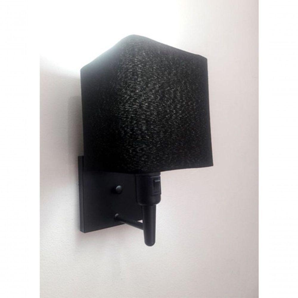 Arandela Quadrada Md-2019 Preto C- Inter Liga E Desl Cúpula Em Tecido Preto - Bivolt - 3