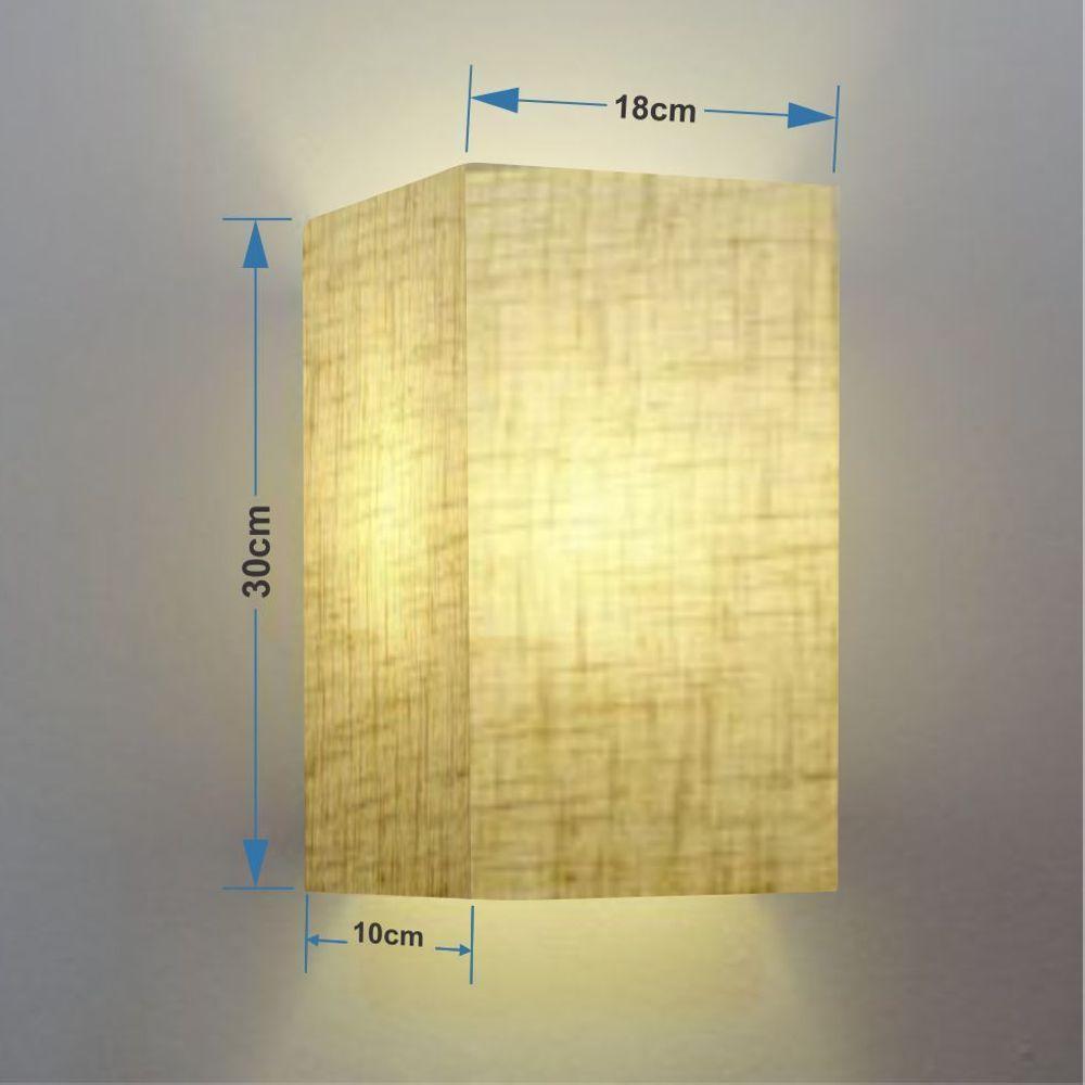 Arandela Retangular Retro Md-2029 Cúpula Em Tecido 18x10x30cm Rustico Bege - Bivolt - 5