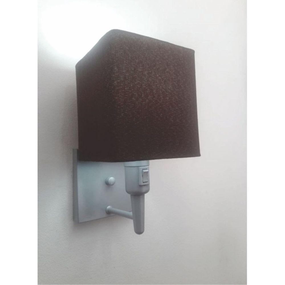 Arandela Quadrada Md-2019 Cinza C- Inter Liga E Desl Cúpula Em Tecido Café - Bivolt - 1