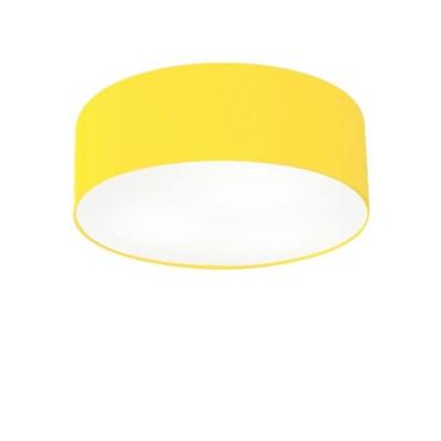 Plafon Cilíndrico Md-3005 Cúpula Em Tecido 40x12cm Amarelo - Bivolt