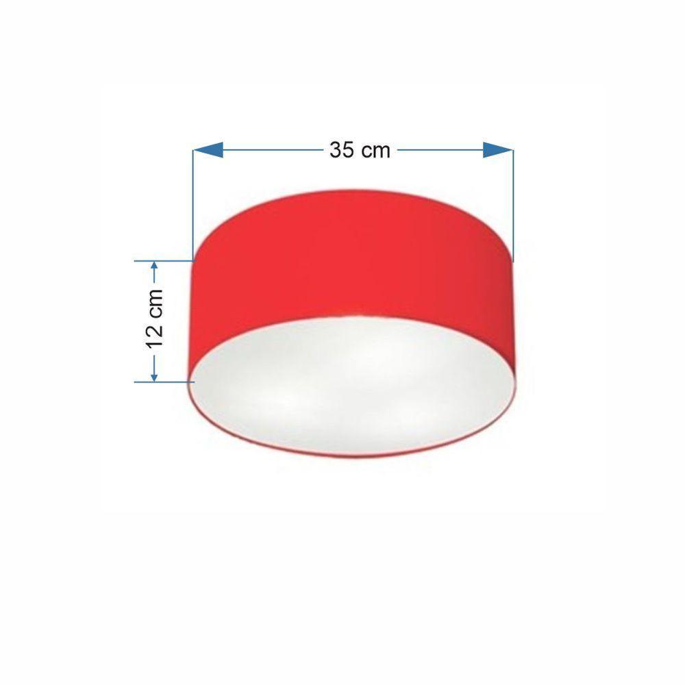 Plafon Cilíndrico Md-3046 Cúpula Em Tecido 35x12cm Vermelho - Bivolt - 2