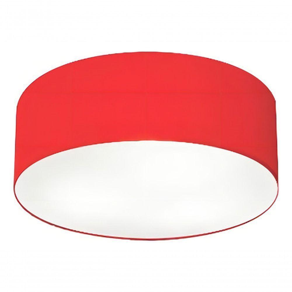 Plafon Cilíndrico Md-3046 Cúpula Em Tecido 35x12cm Vermelho - Bivolt - 3