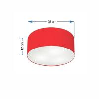Plafon Cilíndrico Md-3046 Cúpula Em Tecido 35x12cm Vermelho - Bivolt - 2